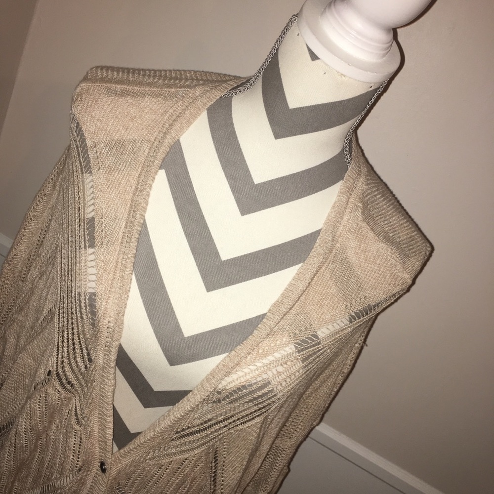 Zozo | Open Knit Pattern Button Down Cardi Duster - image 3